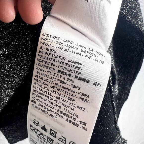 Levi's Scoop Neck Long Sleeve Metallic Wool Blend Sparkly Crop Sweater Size XS - Picture 10 of 11